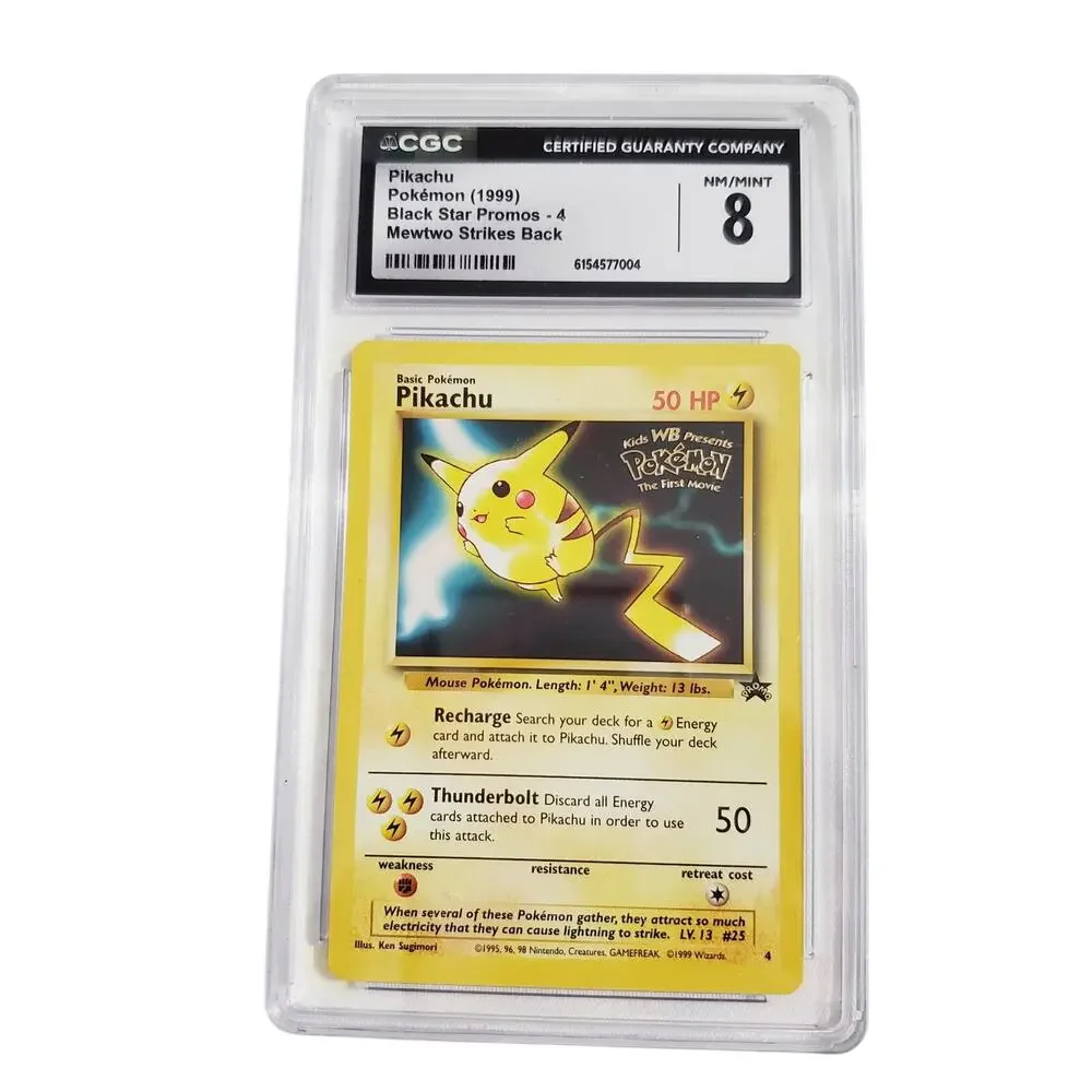 LNew-Vintage '99 Pikachu: Black Star Movie Promo Pokemon CGC Graded 8 EXMT+